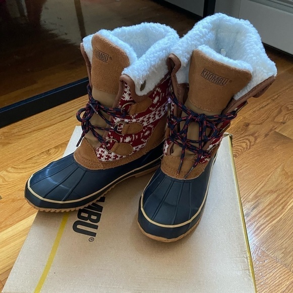 Khombu Snow fur Sherpa calf ankle Boots fair isle size Women 6 | 5.5 - Picture 3 of 6